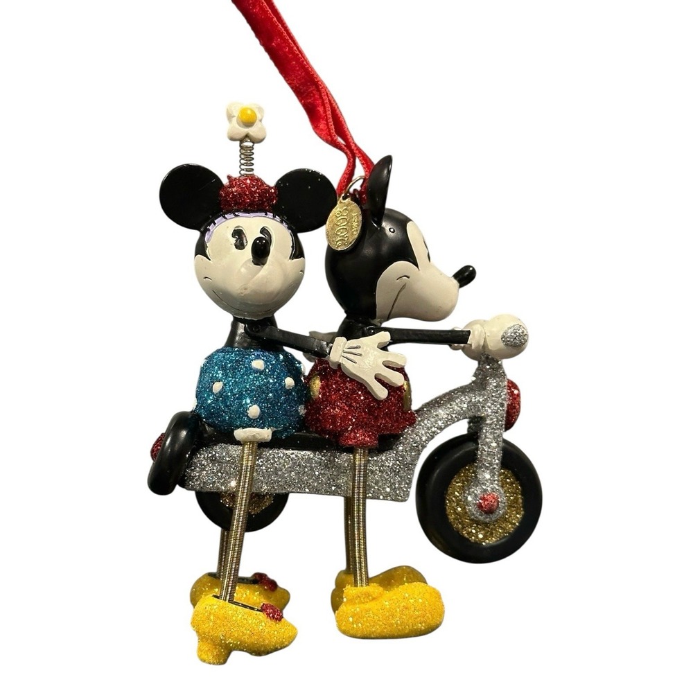 2008 Disney Store Exclusive Mickey & Minnie On a Scooter Christmas‎ Ornament